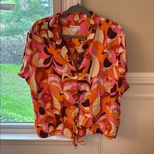 Ava & Viv-  Pink and Orange Patterned Top